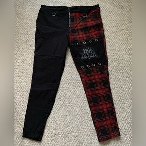Killstar This Is Hell Split Leg Pants [Blood Tartan] [Plus]